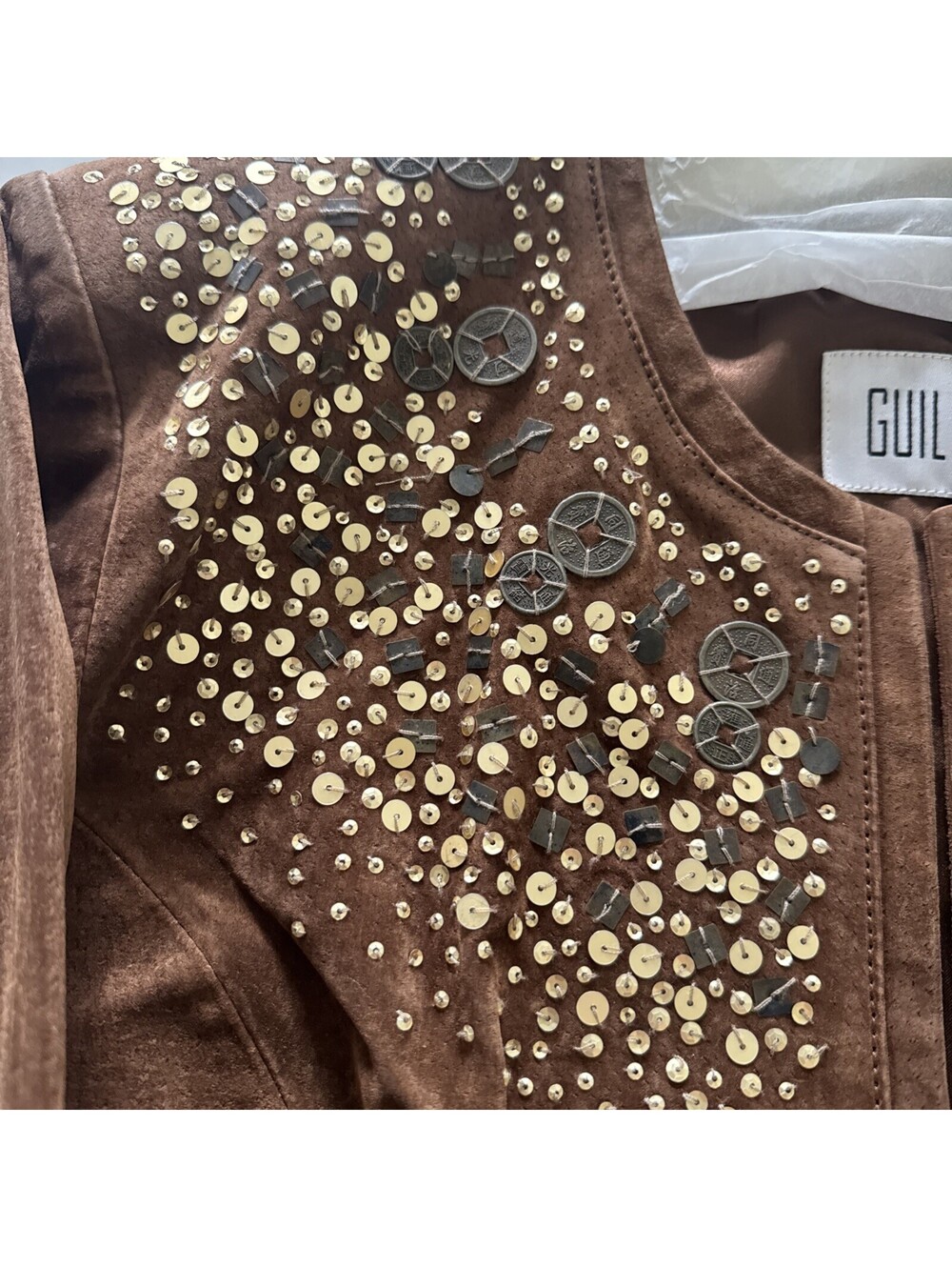 New With Tags - Ladies Leather Suede Bomber Jacket, Large, Guillaume - Picture 3 of 9